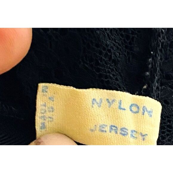 VTG 1960s Van Raalte Black Full Slip Lace Nylon Under Garment Made in USA Sz 36 - Picture 5 of 6